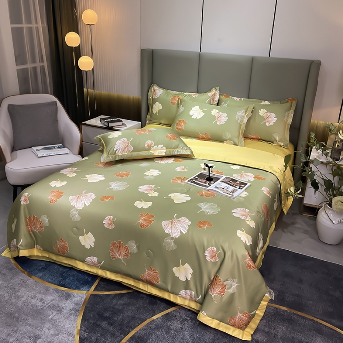 91家纺网 家纺一手货源 找家纺 总 铠畅2022新款水洗天丝夏被四件套床单水洗真丝冰丝夏凉被