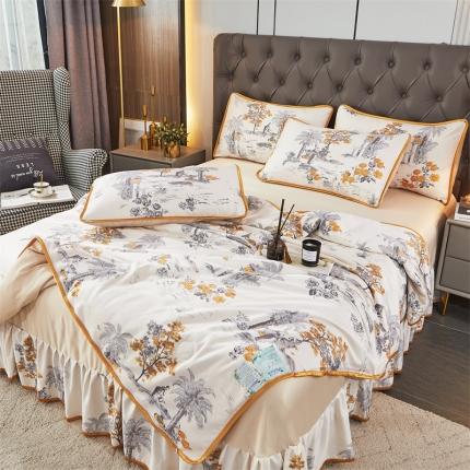 铠畅 2022新款天丝夏被四件套床裙 朴素小雅