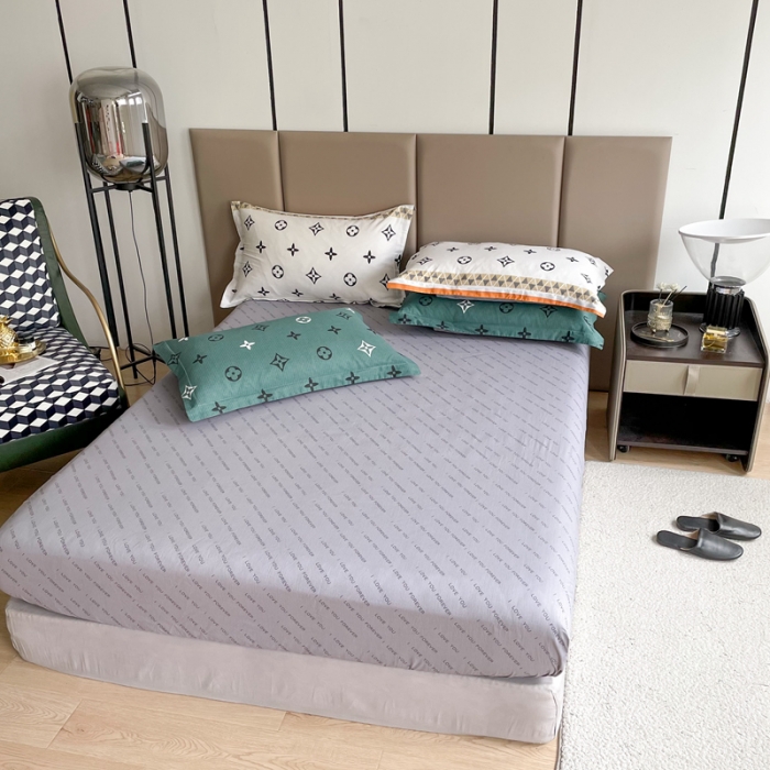 91家纺网 家纺一手货源 找家纺 金鑫汇 2022新款全棉印花菱形单床笠 伊丽莎白-桔