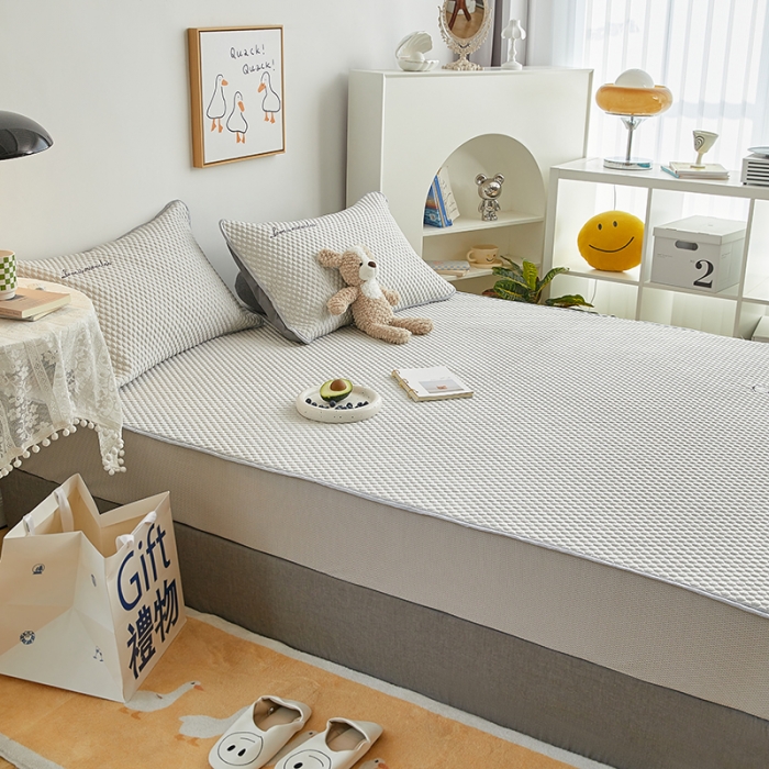 91家纺网 家纺一手货源 找家纺 金丝鸟 2022新款凉感豆豆A类按摩凉席三件套 浅灰