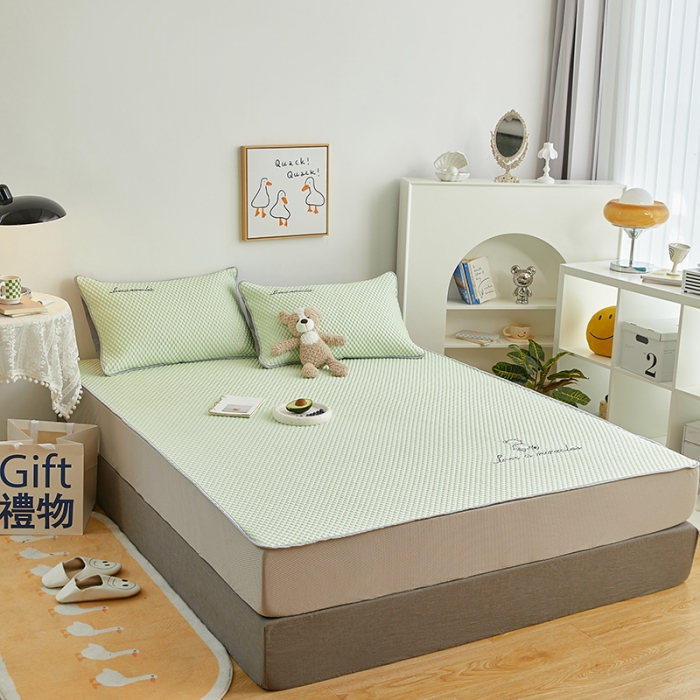 91家纺网 家纺一手货源 找家纺 金丝鸟 2022新款凉感豆豆A类按摩凉席三件套 浅绿