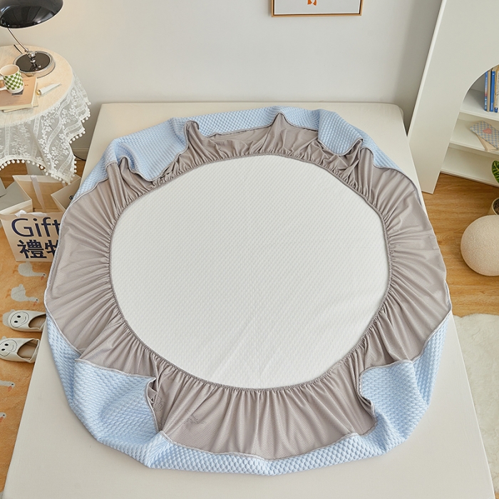 91家纺网 家纺一手货源 找家纺 金丝鸟 2022新款凉感豆豆A类按摩凉席三件套 天青蓝