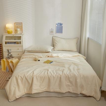 金丝鸟2023新款A类全棉华夫格水洗棉大豆夏被四件套拉夫格白