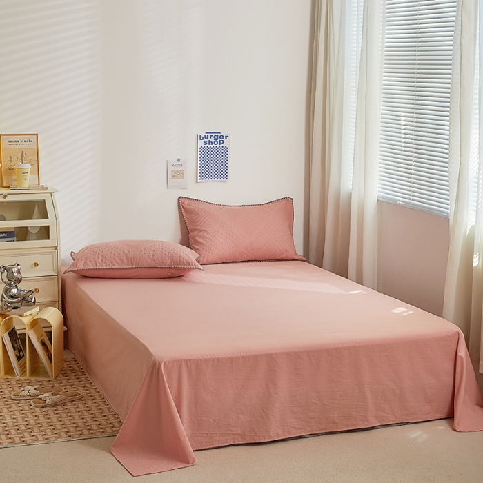 91家纺网 家纺一手货源 找家纺 金丝鸟2023新款A类全棉华夫格水洗棉大豆夏被四件套拉夫格粉