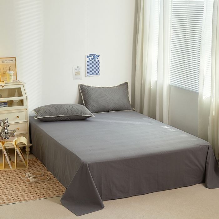 91家纺网 家纺一手货源 找家纺 金丝鸟 2023新款A类全棉华夫格水洗棉大豆夏被四件套 拉夫格-灰