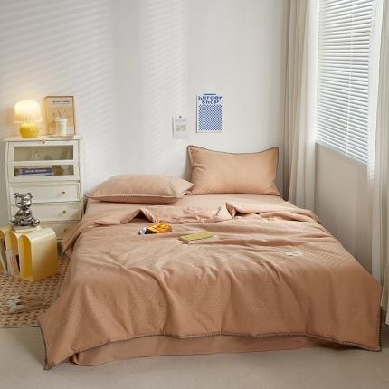 金丝鸟 2023新款A类全棉华夫格水洗棉大豆夏被四件套 拉夫格-驼