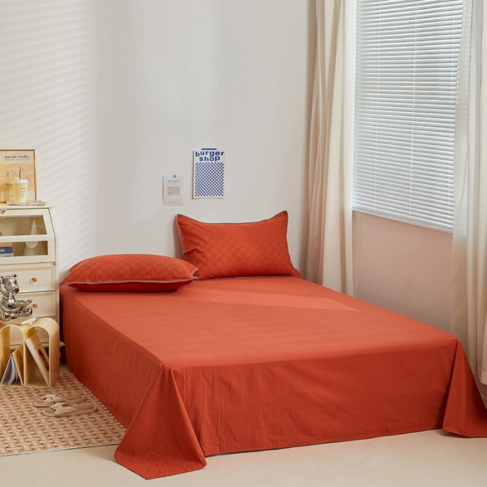 91家纺网 家纺一手货源 找家纺 金丝鸟 2023新款A类全棉华夫格水洗棉大豆夏被四件套 苏珊格-红