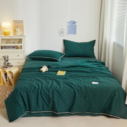 金丝鸟 2023新款A类全棉华夫格水洗棉大豆夏被四件套 苏珊格-绿