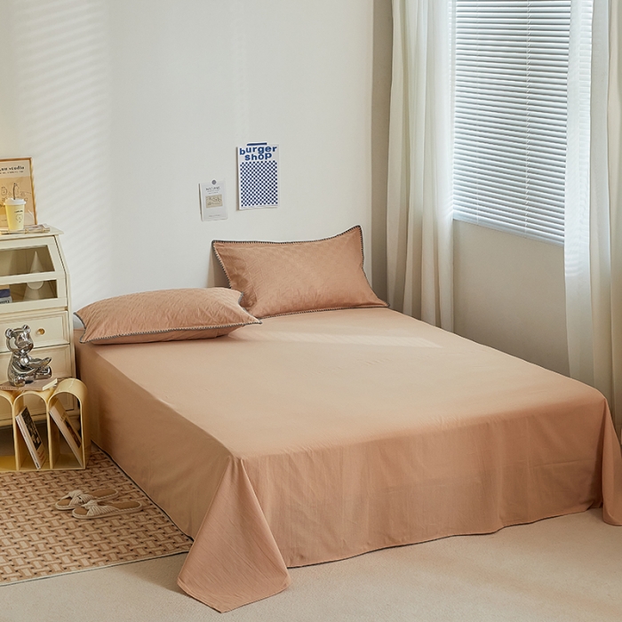 91家纺网 家纺一手货源 找家纺 金丝鸟 2023新款A类全棉华夫格水洗棉大豆夏被四件套 苏珊格-驼