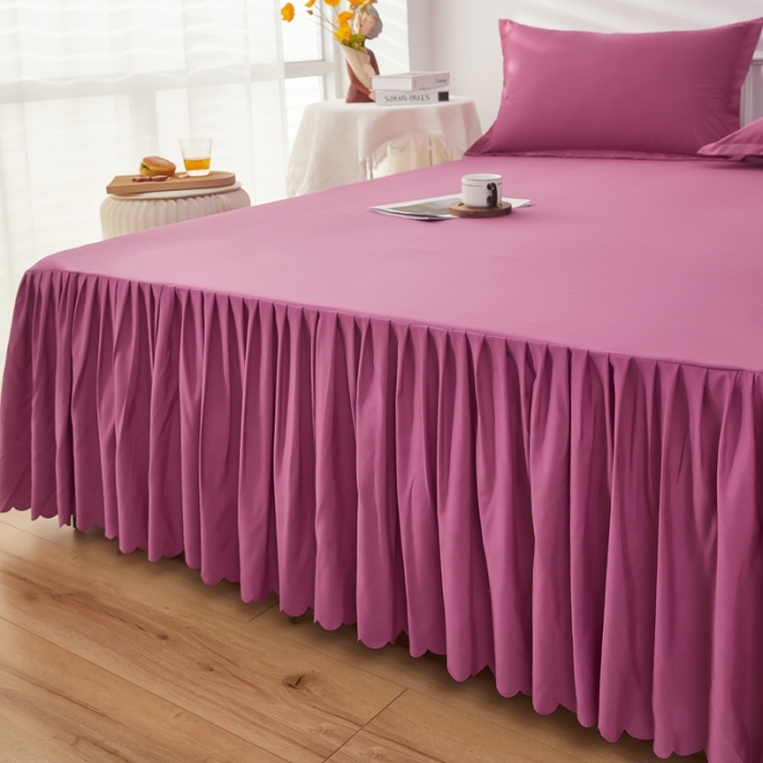 91家纺网 家纺一手货源 找家纺 衿成 2025新款磨毛单床裙Q系列 Q-冷玫瑰