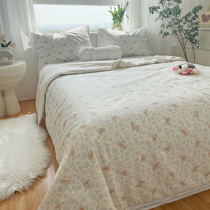 91家纺网 家纺一手货源 找家纺 （总）千朵 2022新款全棉大豆夏被四件套