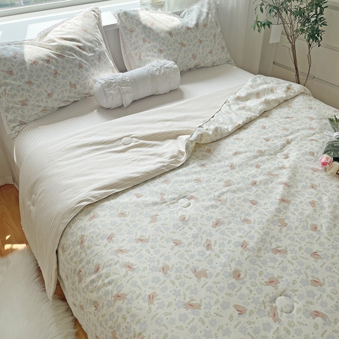 91家纺网 家纺一手货源 找家纺 （总）千朵 2022新款全棉大豆夏被四件套