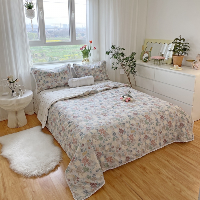 91家纺网 家纺一手货源 找家纺 千朵 2022新款全棉大豆夏被四件套 花仙子