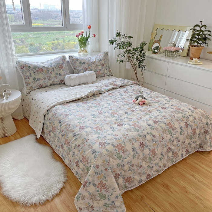 91家纺网 家纺一手货源 找家纺 千朵 2022新款全棉大豆夏被四件套 花仙子