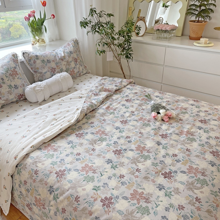 91家纺网 家纺一手货源 找家纺 千朵 2022新款全棉大豆夏被四件套 花仙子