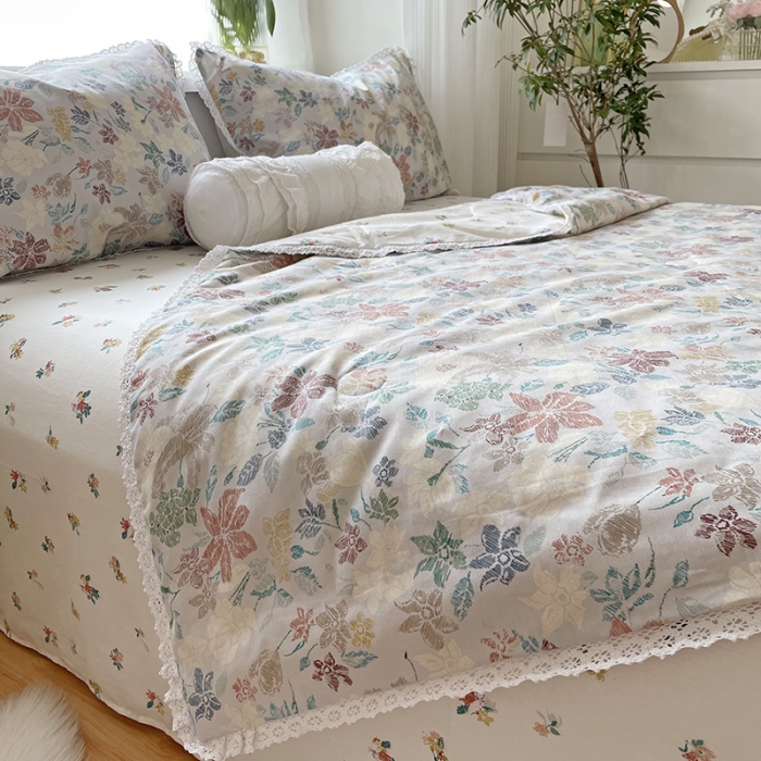 91家纺网 家纺一手货源 找家纺 千朵 2022新款全棉大豆夏被四件套 花仙子