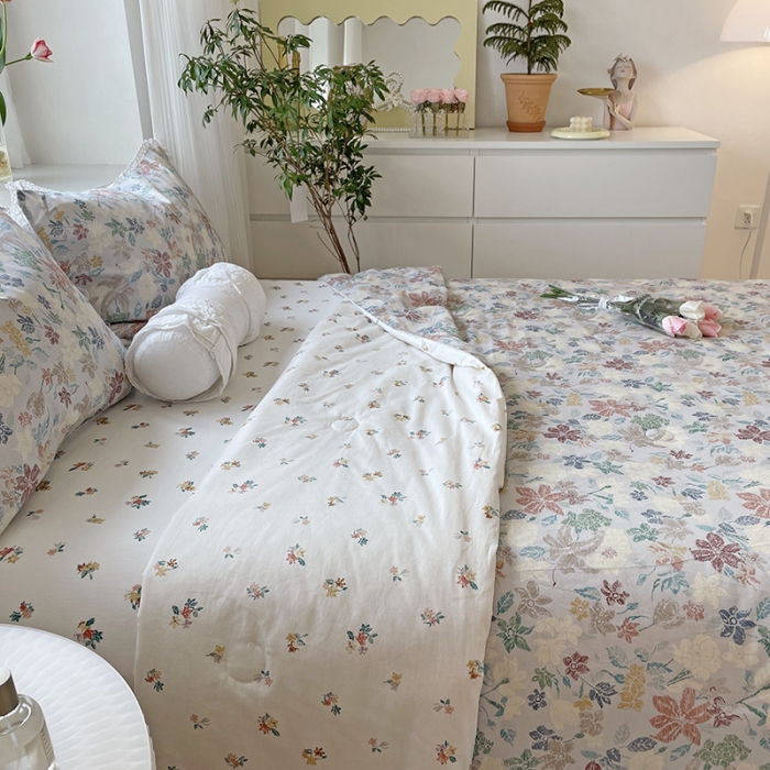 91家纺网 家纺一手货源 找家纺 千朵 2022新款全棉大豆夏被四件套 花仙子