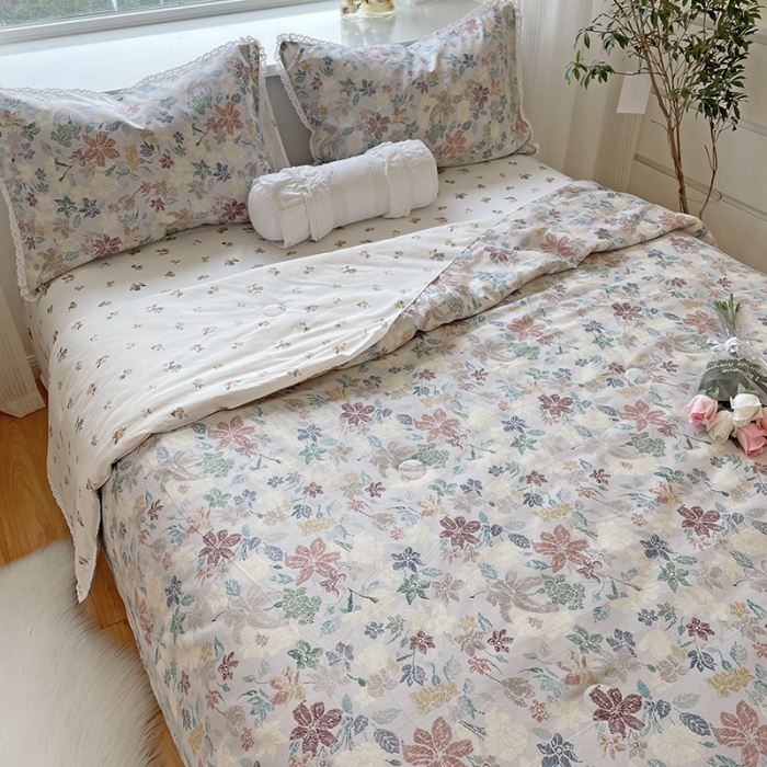 91家纺网 家纺一手货源 找家纺 千朵 2022新款全棉大豆夏被四件套 花仙子