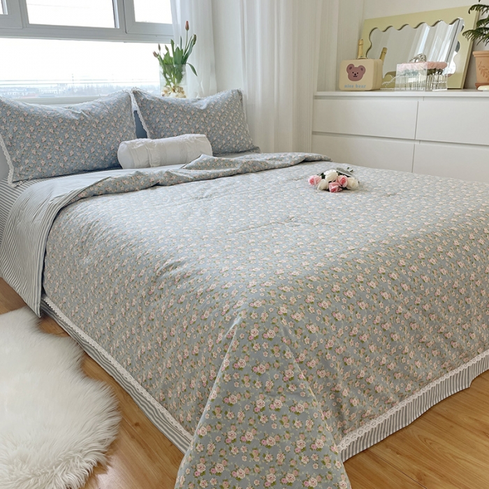 91家纺网 家纺一手货源 找家纺 千朵 2022新款全棉大豆夏被四件套 花语