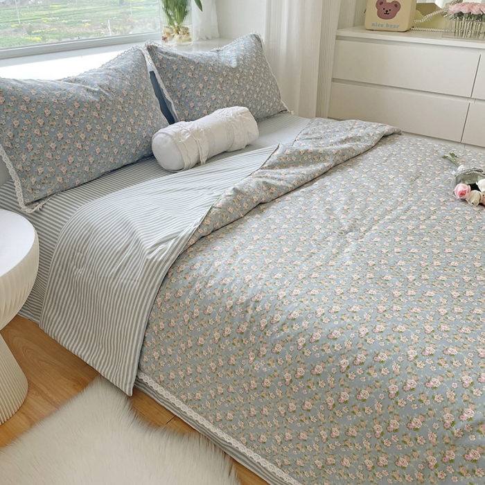 91家纺网 家纺一手货源 找家纺 千朵 2022新款全棉大豆夏被四件套 花语