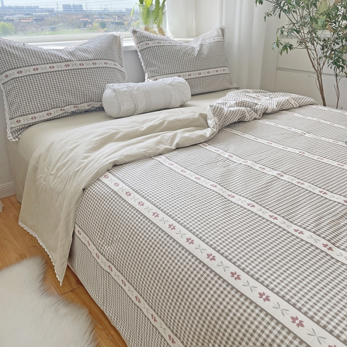 91家纺网 家纺一手货源 找家纺 千朵 2022新款全棉大豆夏被四件套 小清新