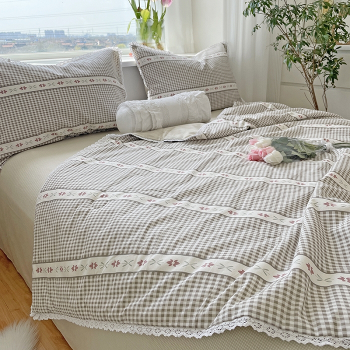 91家纺网 家纺一手货源 找家纺 千朵 2022新款全棉大豆夏被四件套 小清新