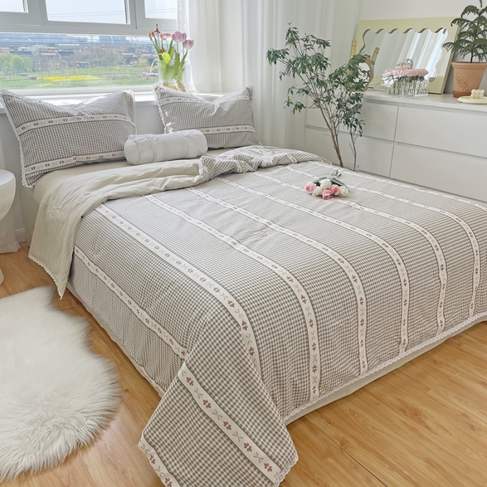 91家纺网 家纺一手货源 找家纺 千朵 2022新款全棉大豆夏被四件套 小清新