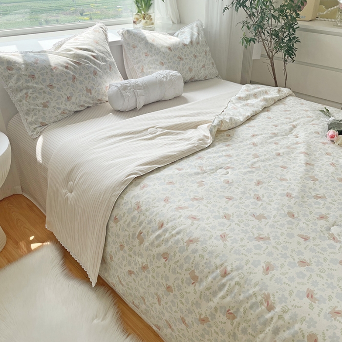 91家纺网 家纺一手货源 找家纺 千朵 2022新款全棉大豆夏被四件套 玉兔