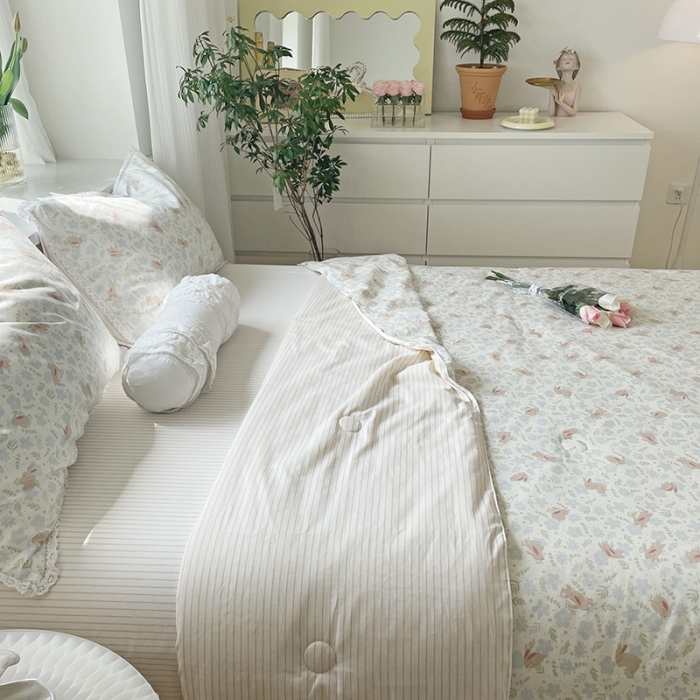 91家纺网 家纺一手货源 找家纺 千朵 2022新款全棉大豆夏被四件套 玉兔