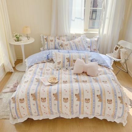 91家纺网 家纺一手货源 找家纺 （总）眠屿 2022春夏新品全棉印花花边款四件套