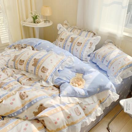 眠屿 2022春夏新品全棉印花花边款四件套 萌宝