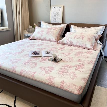 91家纺网 家纺一手货源 找家纺 （总）三味舒屋 2025新款西西里印花冰丝席-床笠款