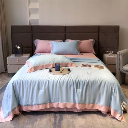 91家纺网 家纺一手货源 找家纺 初拾 2022新款莫代尔零度夏被—知夏系列 知夏-温泉蓝