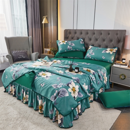 91家纺网 家纺一手货源 找家纺 （总）铠畅 2022新款水洗天丝夏被四件套床裙水洗真丝夏凉被