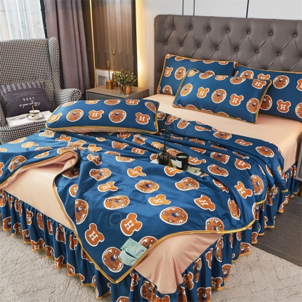 91家纺网 家纺一手货源 找家纺 （总）铠畅 2022新款水洗天丝夏被四件套床裙水洗真丝夏凉被