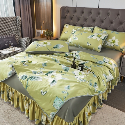 91家纺网 家纺一手货源 找家纺 （总）铠畅 2022新款水洗天丝夏被四件套床裙水洗真丝夏凉被