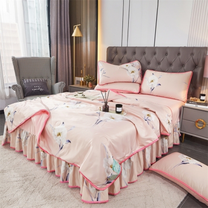 91家纺网 家纺一手货源 找家纺 （总）铠畅 2022新款水洗天丝夏被四件套床裙水洗真丝夏凉被