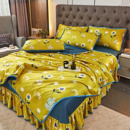 91家纺网 家纺一手货源 找家纺 （总）铠畅 2022新款水洗天丝夏被四件套床裙水洗真丝夏凉被