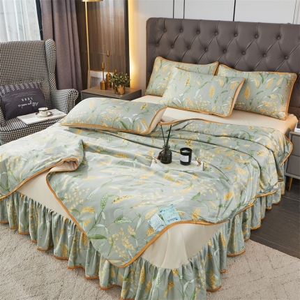 91家纺网 家纺一手货源 找家纺 （总）铠畅 2022新款水洗天丝夏被四件套床裙水洗真丝夏凉被