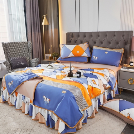 91家纺网 家纺一手货源 找家纺 （总）铠畅 2022新款水洗天丝夏被四件套床裙水洗真丝夏凉被