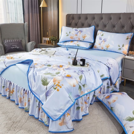 91家纺网 家纺一手货源 找家纺 （总）铠畅 2022新款水洗天丝夏被四件套床裙水洗真丝夏凉被