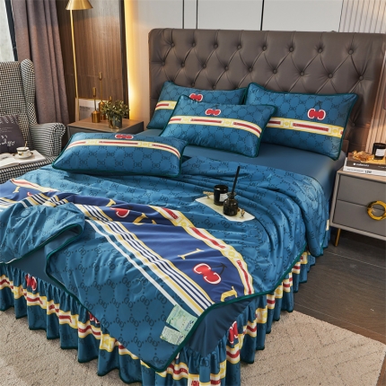 91家纺网 家纺一手货源 找家纺 （总）铠畅 2022新款水洗天丝夏被四件套床裙水洗真丝夏凉被