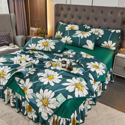 91家纺网 家纺一手货源 找家纺 （总）铠畅 2022新款水洗天丝夏被四件套床裙水洗真丝夏凉被