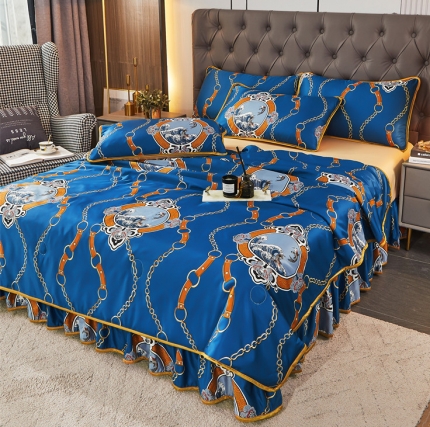 91家纺网 家纺一手货源 找家纺 （总）铠畅 2022新款水洗天丝夏被四件套床裙水洗真丝夏凉被