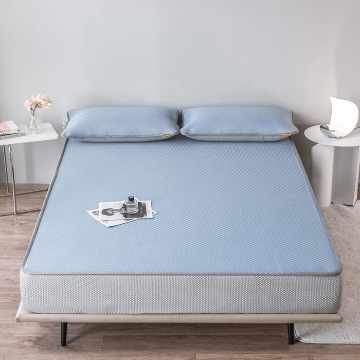 91家纺网 家纺一手货源 找家纺 丝幔家纺 2025新款提花抗菌凉感丝床笠凉席 提花-摩洛哥蓝