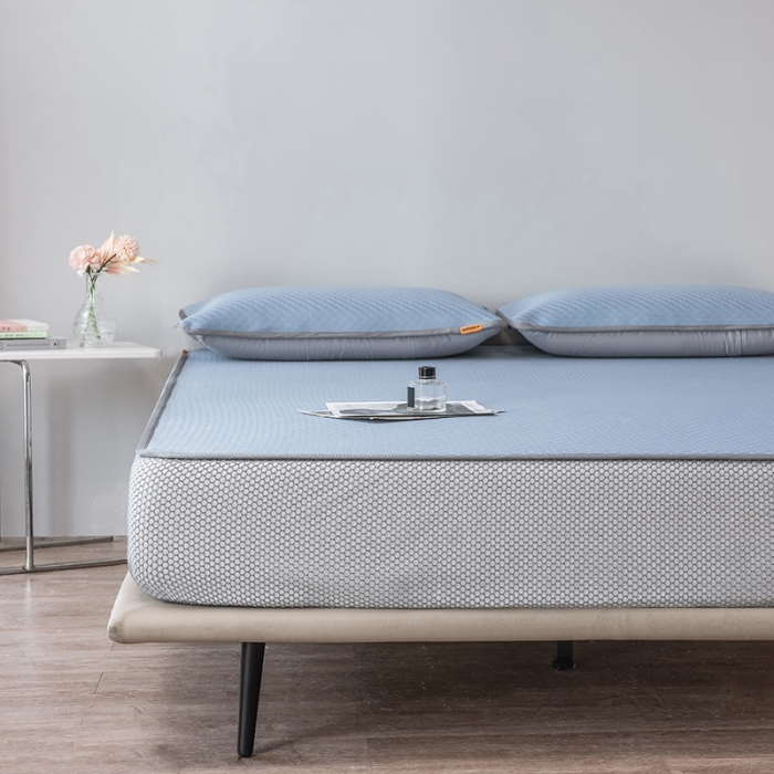 91家纺网 家纺一手货源 找家纺 丝幔家纺 2025新款提花抗菌凉感丝床笠凉席 提花-摩洛哥蓝