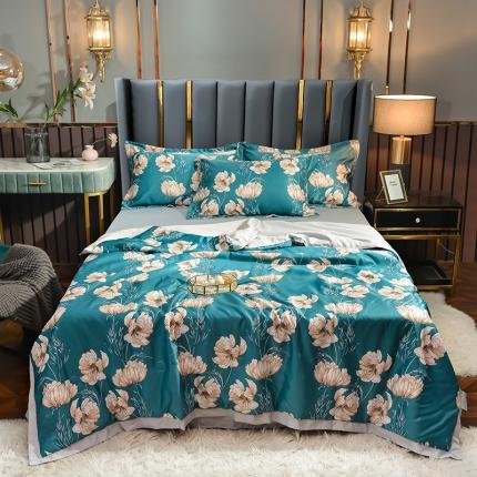 91家纺网 家纺一手货源 找家纺 （总）梦柏 2022新款水洗天丝夏被四件套