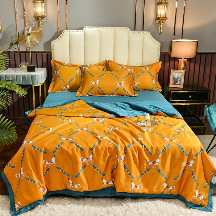 91家纺网 家纺一手货源 找家纺 （总）梦柏 2022新款水洗天丝夏被四件套