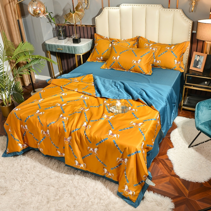 91家纺网 家纺一手货源 找家纺 梦柏 2022新款水洗天丝夏被四件套 爱马