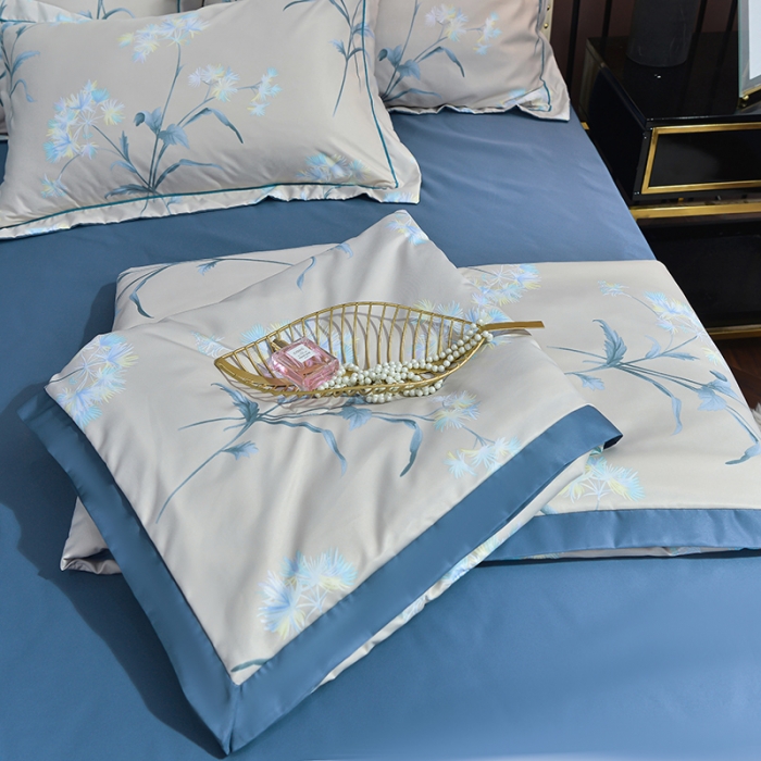 91家纺网 家纺一手货源 找家纺 梦柏 2022新款水洗天丝夏被四件套 暗香